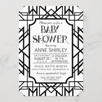 Art Deco Baby Shower Invitation 1920's Gatsby by wicked_stationery at Zazzle