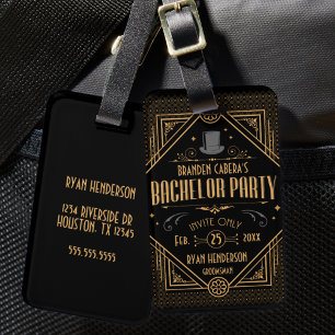 Art Deco Bachelor Party Speakeasy Favor Luggage Tag