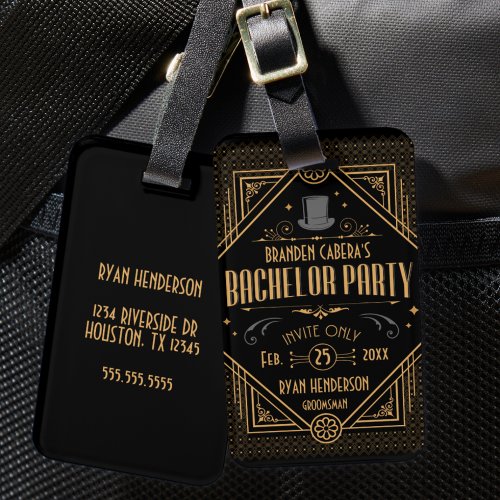Art Deco Bachelor Party Speakeasy Favor Luggage Tag