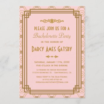 Art Deco Bachelorette Party Invitations by RenImasa at Zazzle