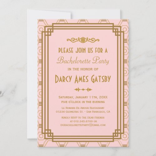 Art Deco Bachelorette Party Invitations