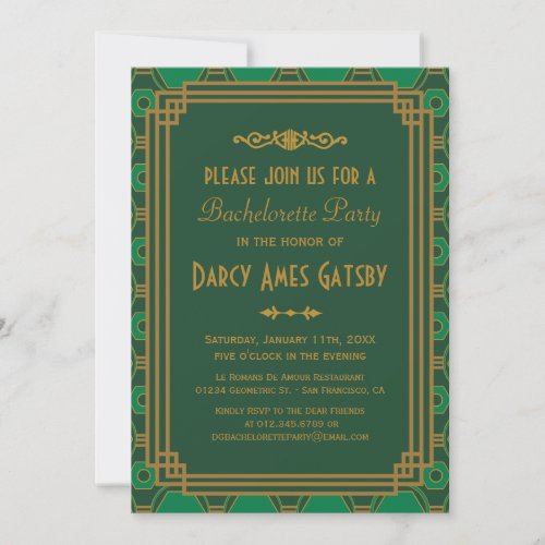 Art Deco Bachelorette Party Invitations