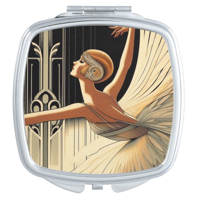 Art Deco Ballerina Square Compact Mirror (Front)