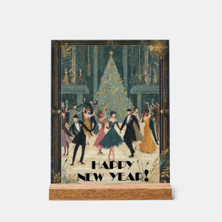 Art Deco Ballroom Dance Happy New Year Acrylic Sign