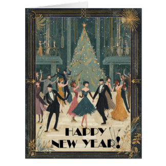 Art Deco Ballroom Dance Happy New Year Cards