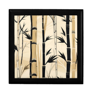 Art Deco Bamboo Wooden Jewelry Keepsake Box