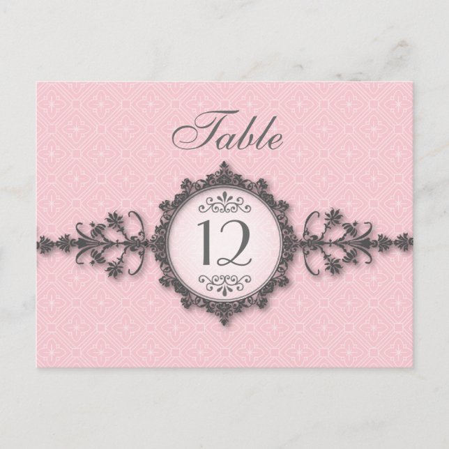 Art Deco Band Pink Table Number Card (Front)