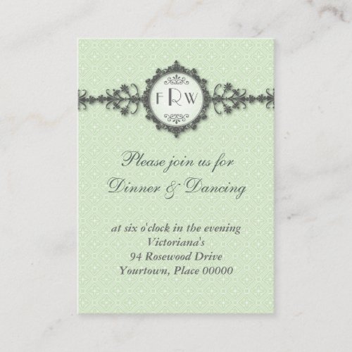 Art Deco Band Sage Wedding Reception Card