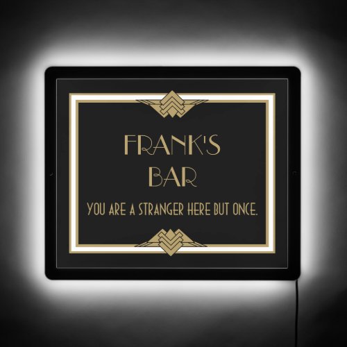 Art Deco Bar Room Black Gold Wall Art LED Sign