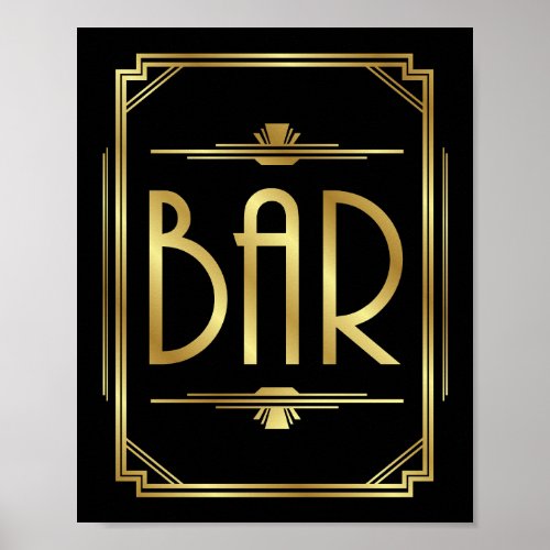 Art Deco BAR Sign Print