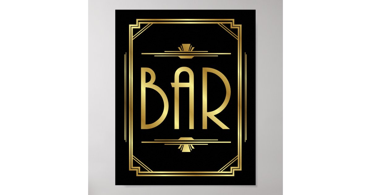 Art Deco BAR Sign Print Zazzle