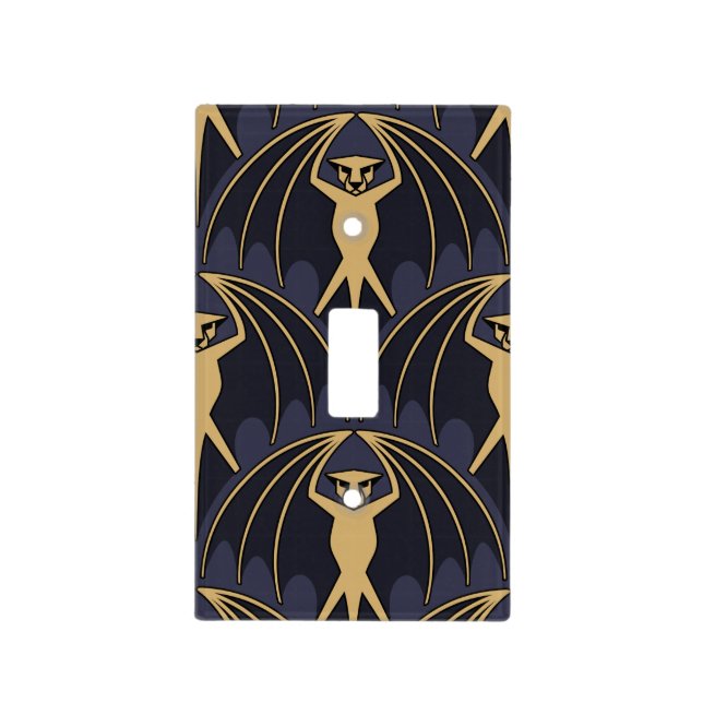 Art Deco Bat Pattern Light Switch Cover (Front)