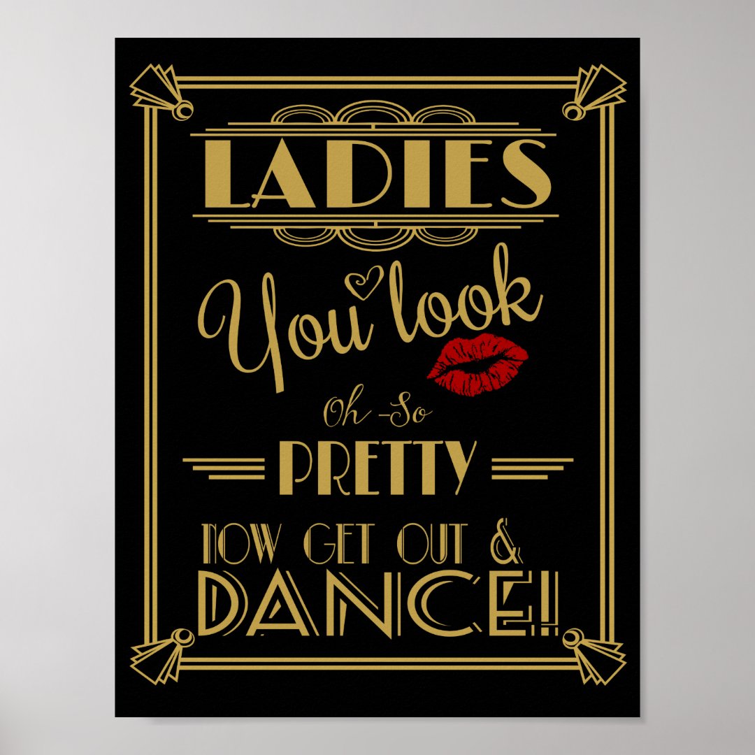 Art Deco Bathroom sign print Ladies Zazzle