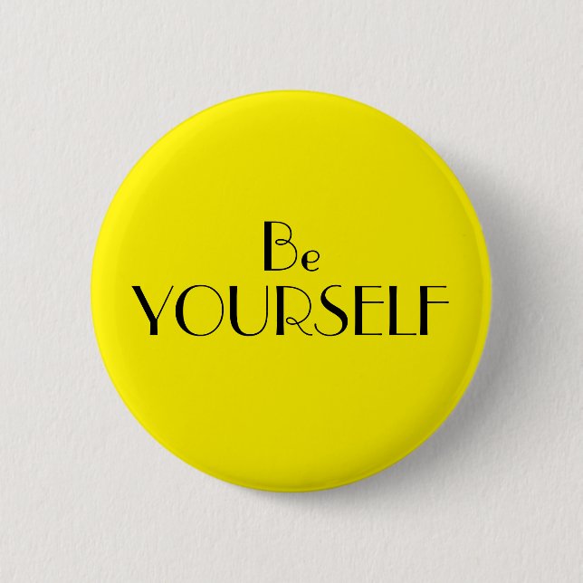Art Deco Be Yourself Bright Yellow Text Button (Front)