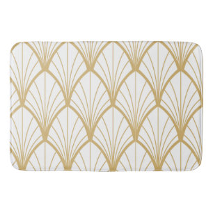 art deco, beautiful,fan pattern, gold,white,vintag bathroom mat