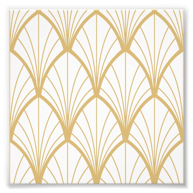 art deco, beautiful,fan pattern, gold,white,vintag photo print (Front)