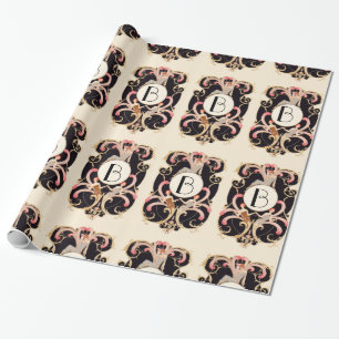 ART DECO BEAUTY FASHION COSTUME DESIGNER MONOGRAM WRAPPING PAPER