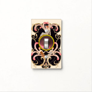 ART DECO BEAUTY FASHION COSTUME DESIGNER Pink Gem Light Switch Cover
