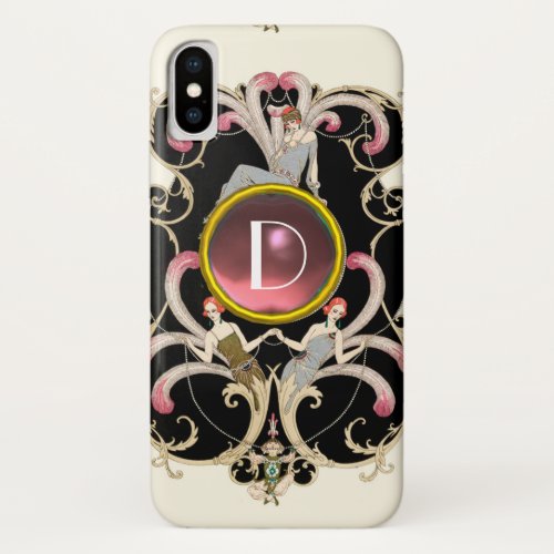 ART DECO BEAUTY FASHION PINK GEMSTONE MONOGRAM iPhone XS CASE