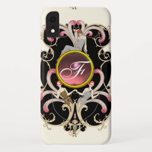 ART DECO BEAUTY FASHION PINK GEMSTONE MONOGRAM iPhone XR CASE