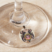 ART DECO BEAUTY FASHION PINK GEMSTONE MONOGRAM WINE GLASS CHARM (In Situ)