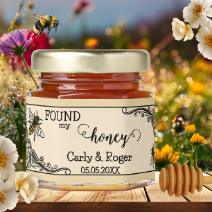 Art Deco Bee Bridal Shower or Wedding Honey Jar Favors