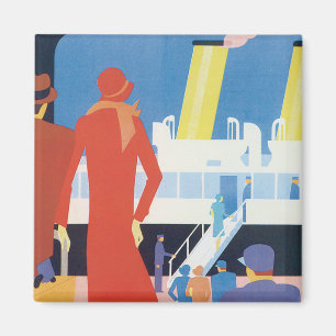Art Deco Belgian Ferry Poster Magnet