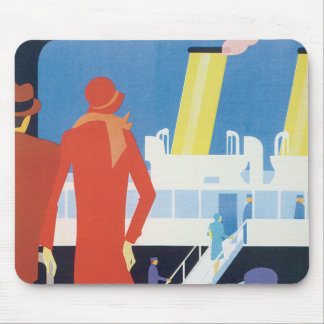 Art Deco Belgian Ferry Poster Mouse Pad