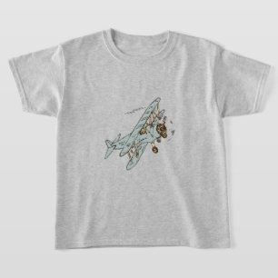 Art Deco Bi-planes - blue no text. T-Shirt