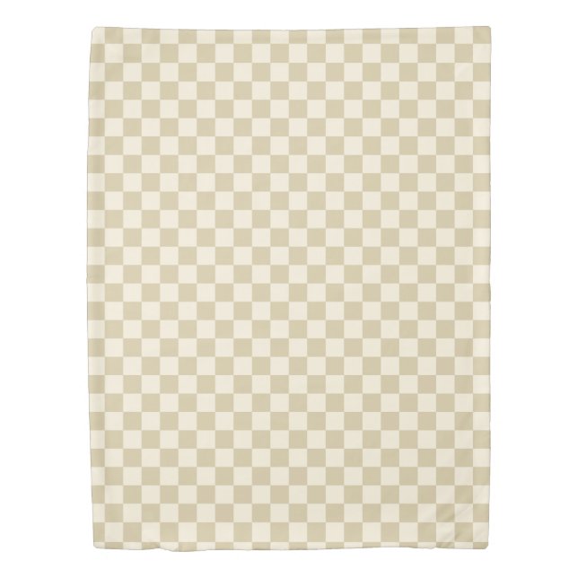 Art Deco Bi-planes Check - beige checkerboard. Duvet Cover (Front)