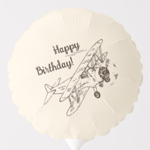 Art Deco Bi-planes - Happy Birthday! Balloon