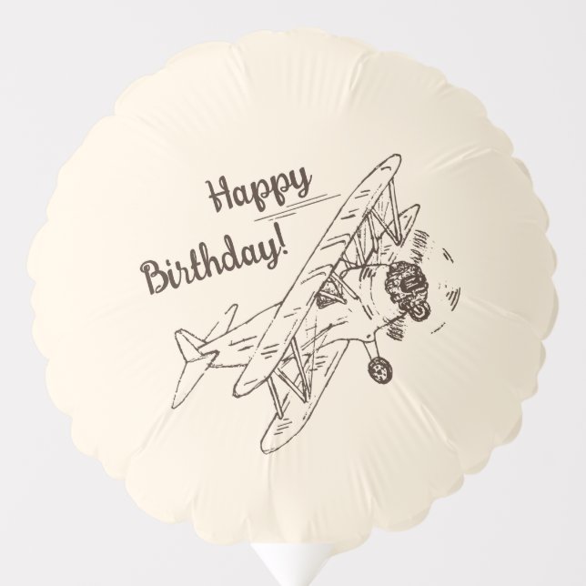 Art Deco Bi-planes - Happy Birthday! Balloon (Front)