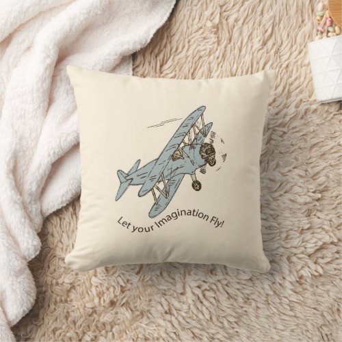 Art Deco Bi_planes _ let your imagination fly Throw Pillow