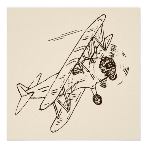 Art Deco Bi_planes _ sketched outlines no text Poster