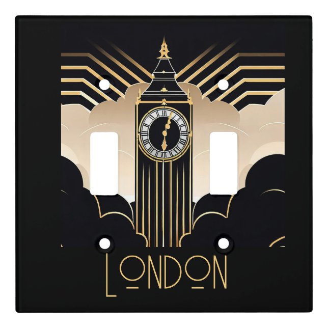 Art Deco Big Ben Light Switch Cover (Front)