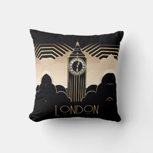 Art Deco Big Ben Throw Pillow