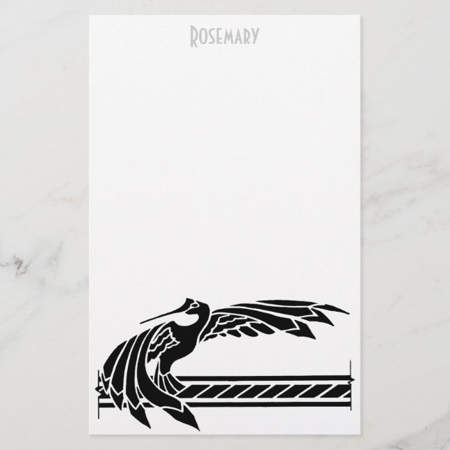 Art Deco Bird stationery personalized (Front)