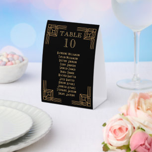 Art Deco Birthday Black Gold Roaring 20's Paper Table Tent