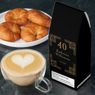 Art Deco Birthday Black Gold Roaring 20's Roasted Coffee