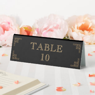 Art Deco Birthday Black Gold Roaring 20's Table Tent