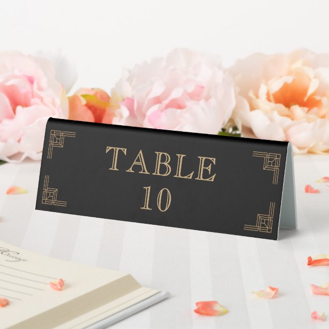 Art Deco Birthday Black Gold Roaring 20's Table Tent (In SItu (Wedding))