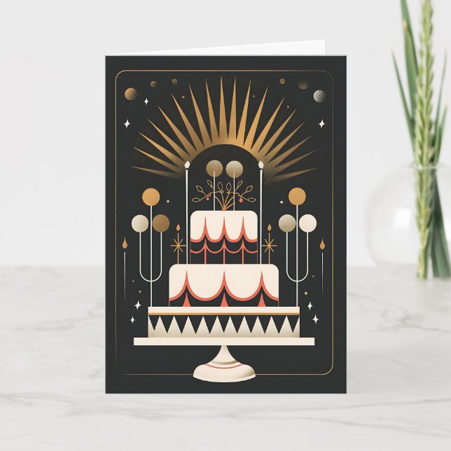 Art Deco Birthday Cake Card (Front)