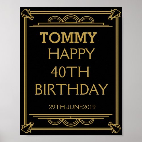 Art Deco BIRTHDAY or Party Sign make your own