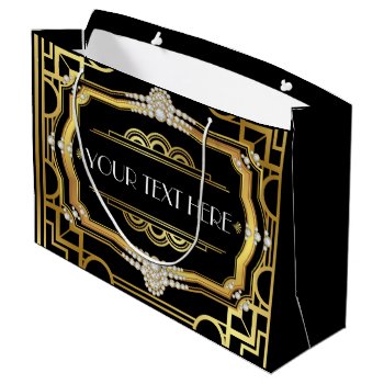 Art Deco Birthday Party All Occasion Large Gift Bag by Champagne_N_Caviar at Zazzle