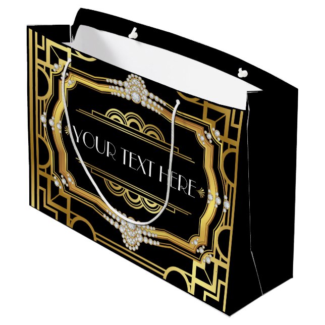 Art Deco Birthday Party All Occasion Large Gift Bag (Back Angled)