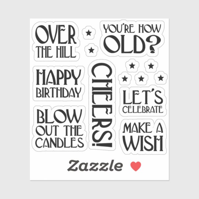 Art Deco Birthday Phrases Sticker (Sheet)
