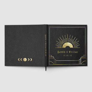 Art deco black and faux gold guest book