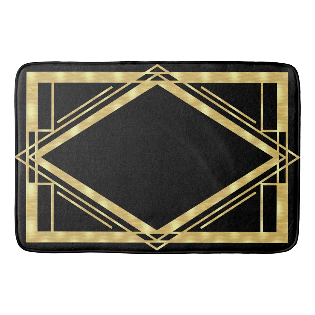 Art Deco Black and Gold Bath Mat Zazzle