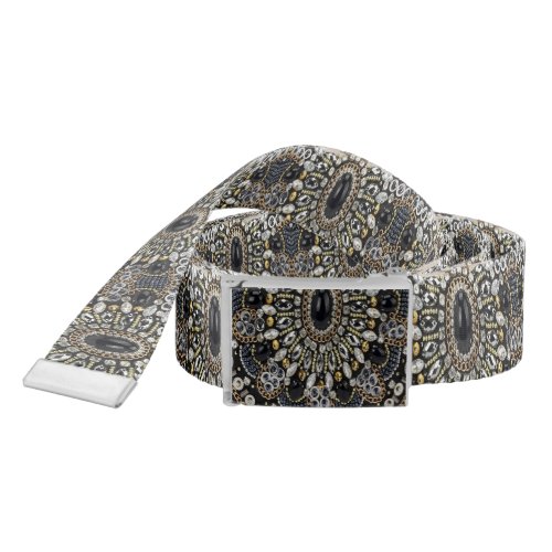 art deco black and gold bohemian pattern  belt