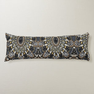 art deco black and gold bohemian pattern body pillow